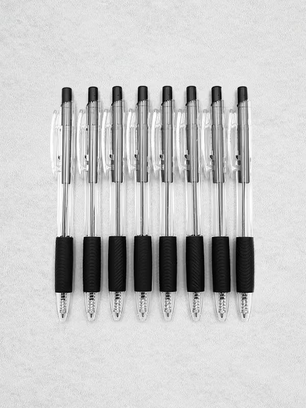 Daiso Clip Black Ballpoint Pen (0.7mm, 8-Pack)