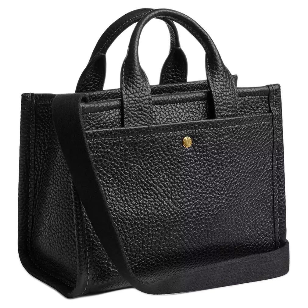 Coach Cargo 20 Logo Print Gold Hardware Pebble Leather Tote Bag Women Tote Black CAO26-B4BK