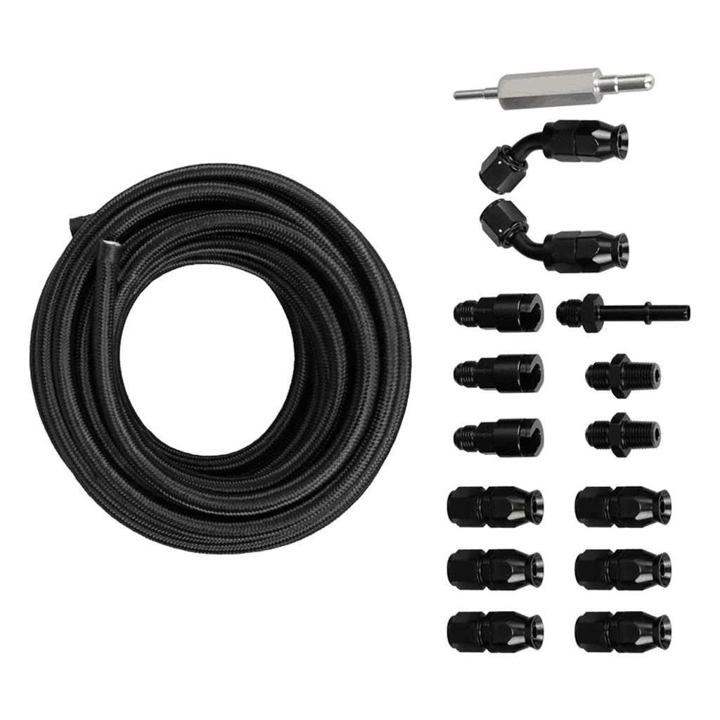 6AN 3 8in Fuel Line Fitting Kit Flexible PTFE Nylon Oil Gas Fitting Hose Fit For LS Swap EFI System