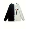 Plus Size, Women's Plus Size Christmas Snowman Zipper Sweatshirt - Two-Tone Black & Cozy Pullover Sweater for Holiday Parties, Winter Outfits