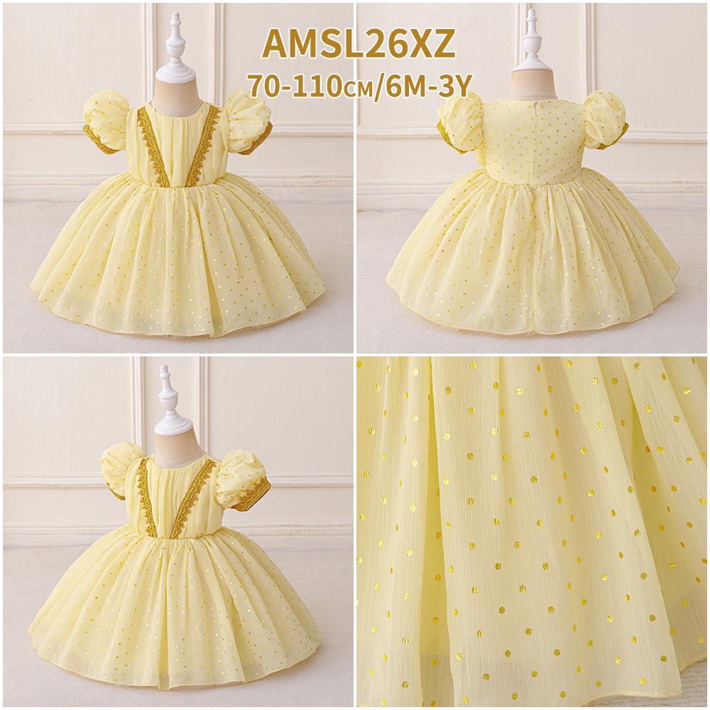 2025 Girls' Evening Mesh Princess Dress with Embroidery and Pleated Puffy Skirt for Flower Girls and Holidays