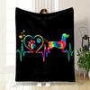 Colorful Dog and Paw Heartbeat Design print blanket soft and cozy perfect for the living room bed sofa or a nap,gift