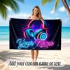 Music DJ Theme Beach Towel Personalized Custom Name & Text Soft Quick Dry Beach Towel for Swimming Travel