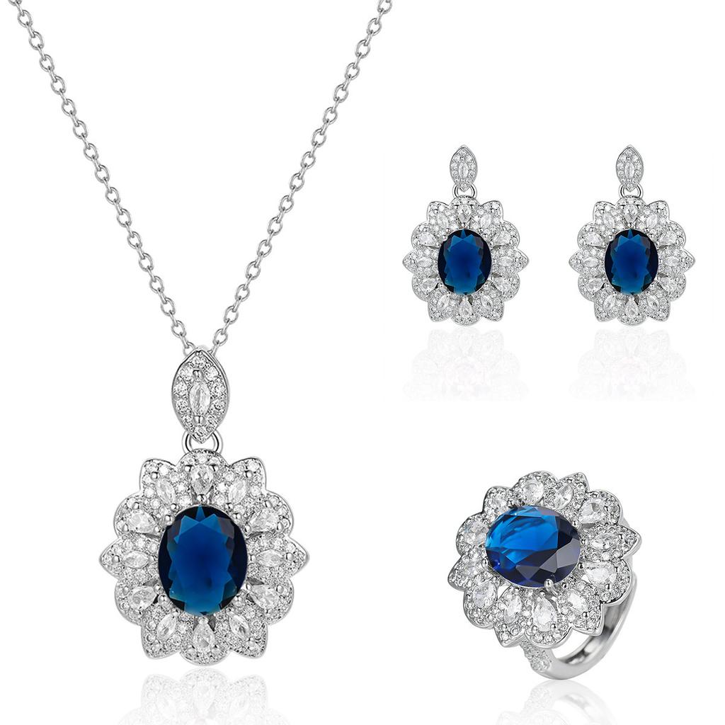 Hot mining explosion full of diamonds, colorful treasures, large flower necklaces, rings, European and American studs.