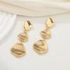 Vintage Irregular Smooth Metal Pendant Earrings for Women Fashion Gold Color Three-Layer Geometric Circular Earrings Jewelry
