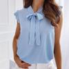 Canotta estiva da donna con volant elegante senza maniche, lacci, fiocco, top casual, canotta sexy con volant estivi