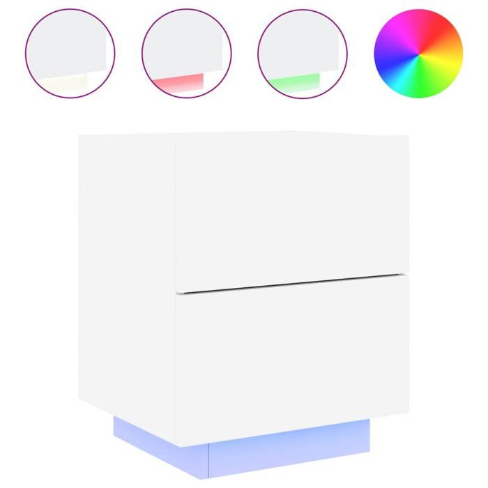 VidaXL Armoire de Chevet avec Lumières LED, Table de Chevet avec 7 Tiroirs, Table de Nuit avec Rangement Chambre, Moderne, 836735