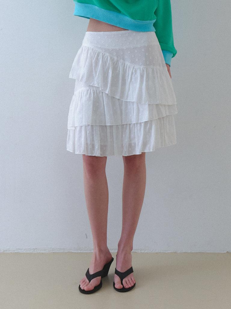 Geuliteu Soban Dot Tiered Midi Skirt_Soban Skirt_White