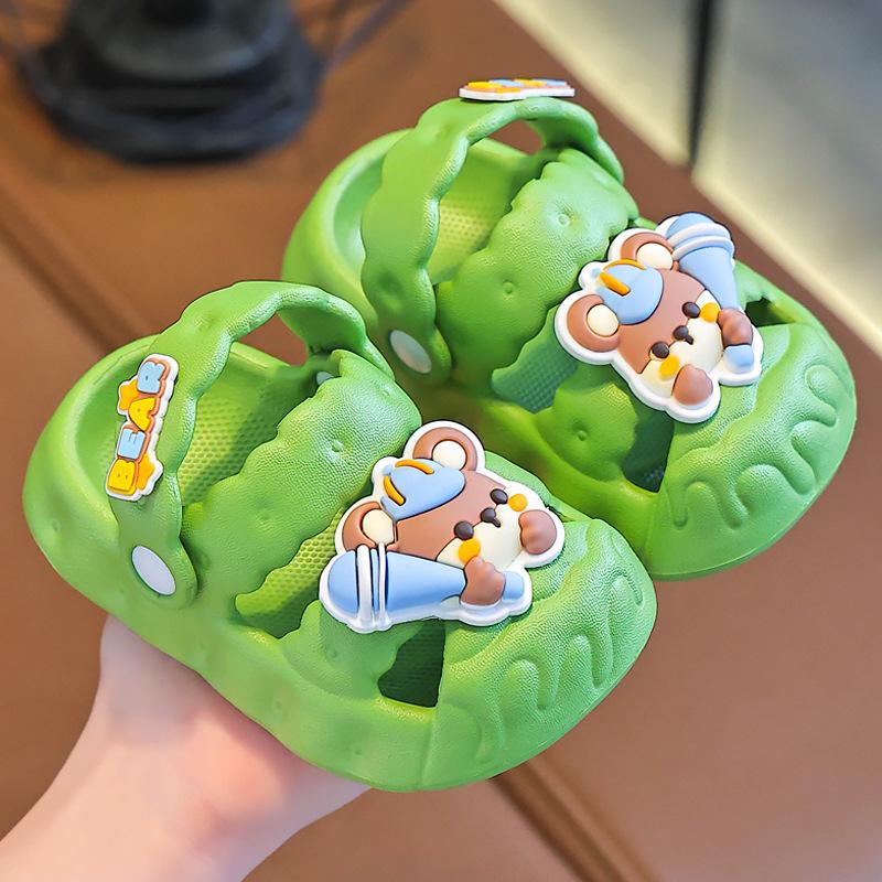 

Children s summer clogs for girls, indoor non-slip cartoon sandals for toddlers and young children, closed-toe outdoor beach sandals 18-19Code（Inner Length1 зелёный
