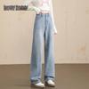 Beautiful Wardrobe Women's Retro High-Waist Washed Straight-Leg Jeans