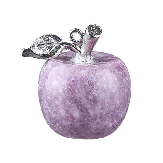 

DIY Necklace Pendant Fruit Shape Natural Faux Crystal Pendant with Electroplated Silver Leaf Buckle 20mm Mini Ornament C