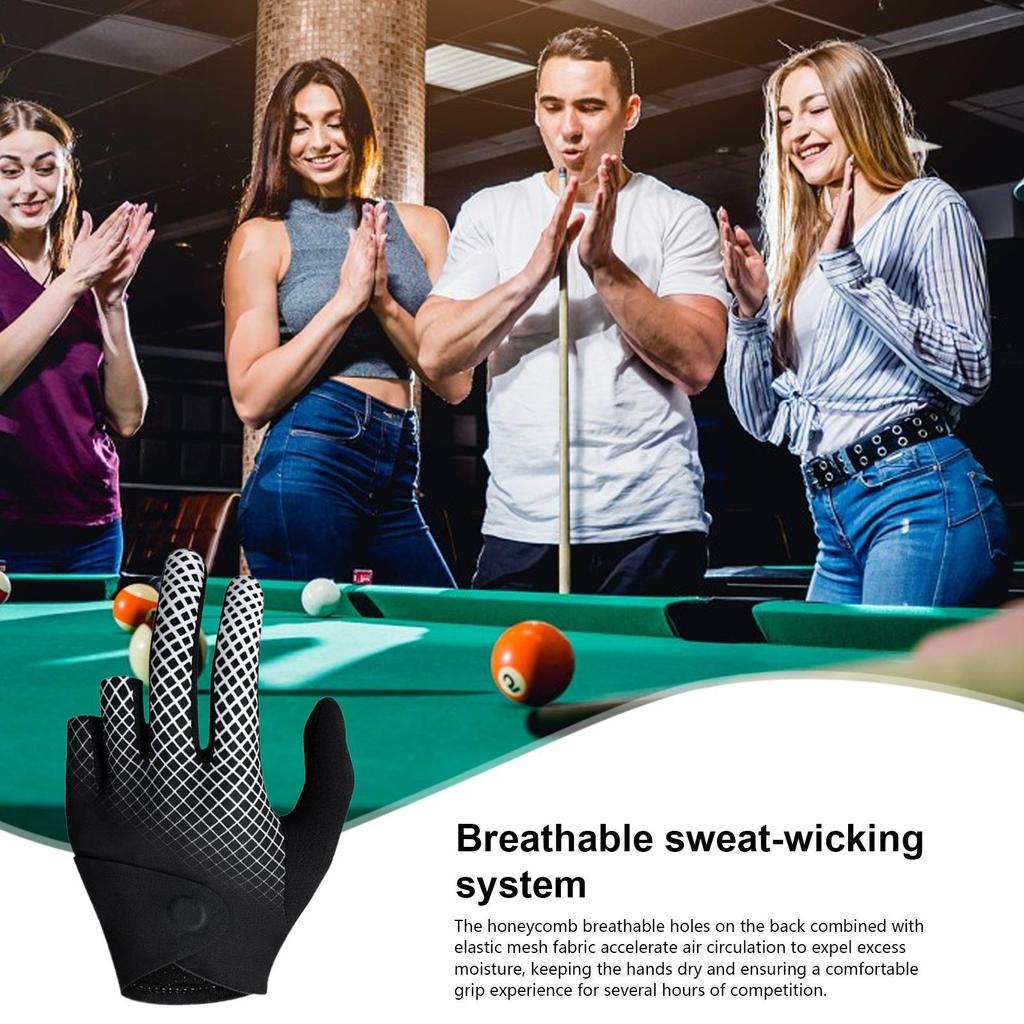 Pool Cue Glove 3 Fingers Magnetic Snookers Cue Sport Glove Professional Ergonomic Breathable Equipment for Sports Women Men