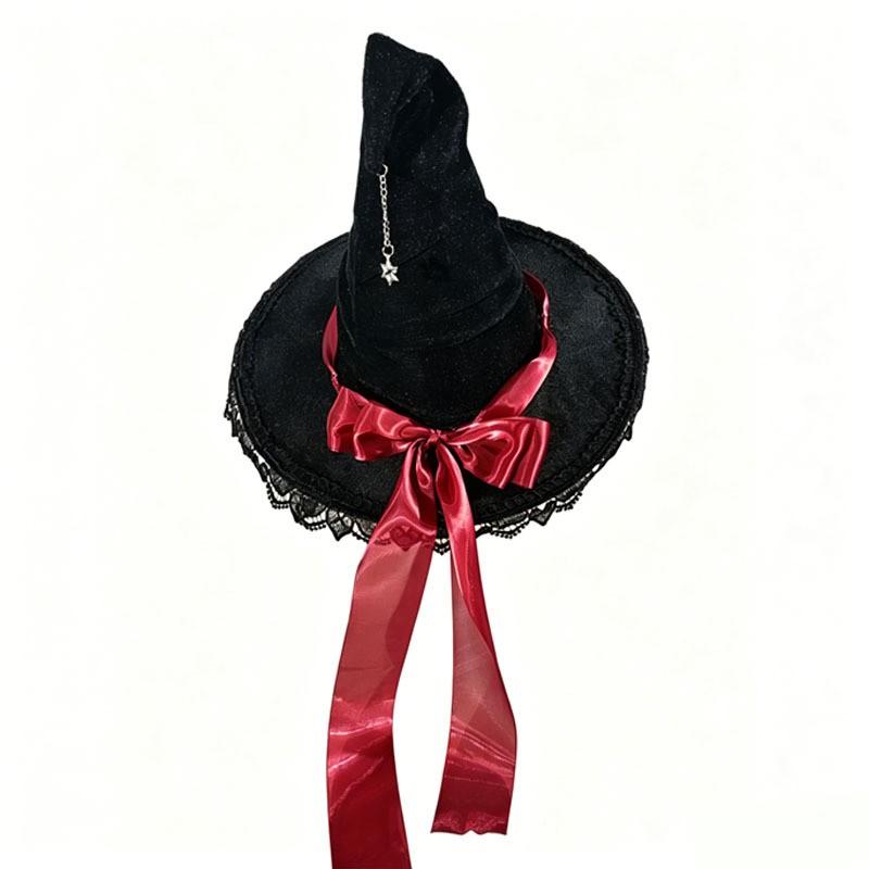 Lolita Witch Hat Headband Halloween Costume Party Cosplay Accessory - Purple Green Black Red Multi-layer Ruffle Design