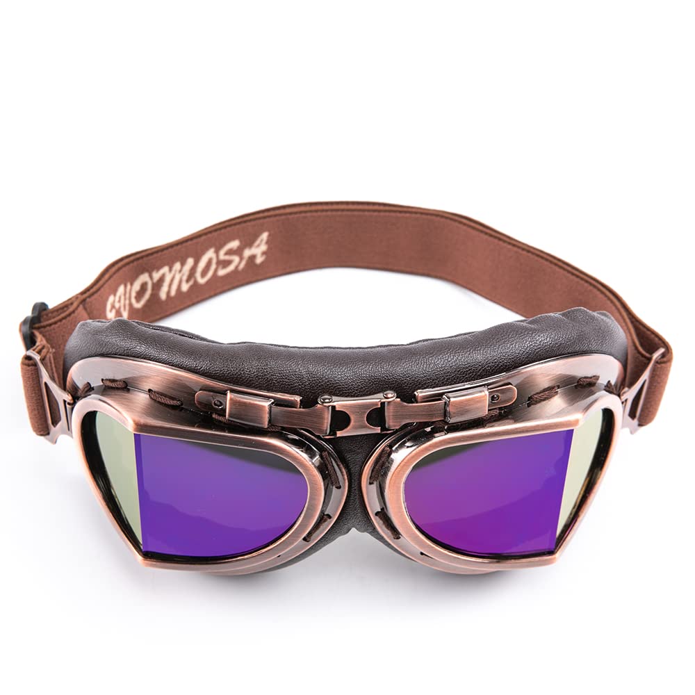 Evomosa Vintage Pilot Style Motorcycle Goggles for and Sand Goggles for and Half Helmets Cruisers, Scooters, Outdoors, Bikes, Racers, Cruisers,