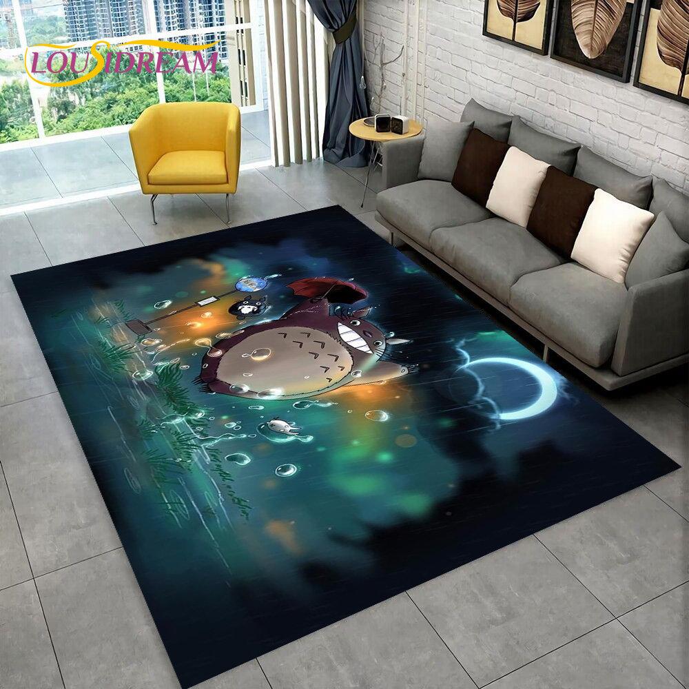 Cartoon My Neighbor T-Totoro Anime Area Rug,Carpet Rug for Living Room Bedroom Sofa Doormat Decoration,Kid Non-slip Floor Mat 3D