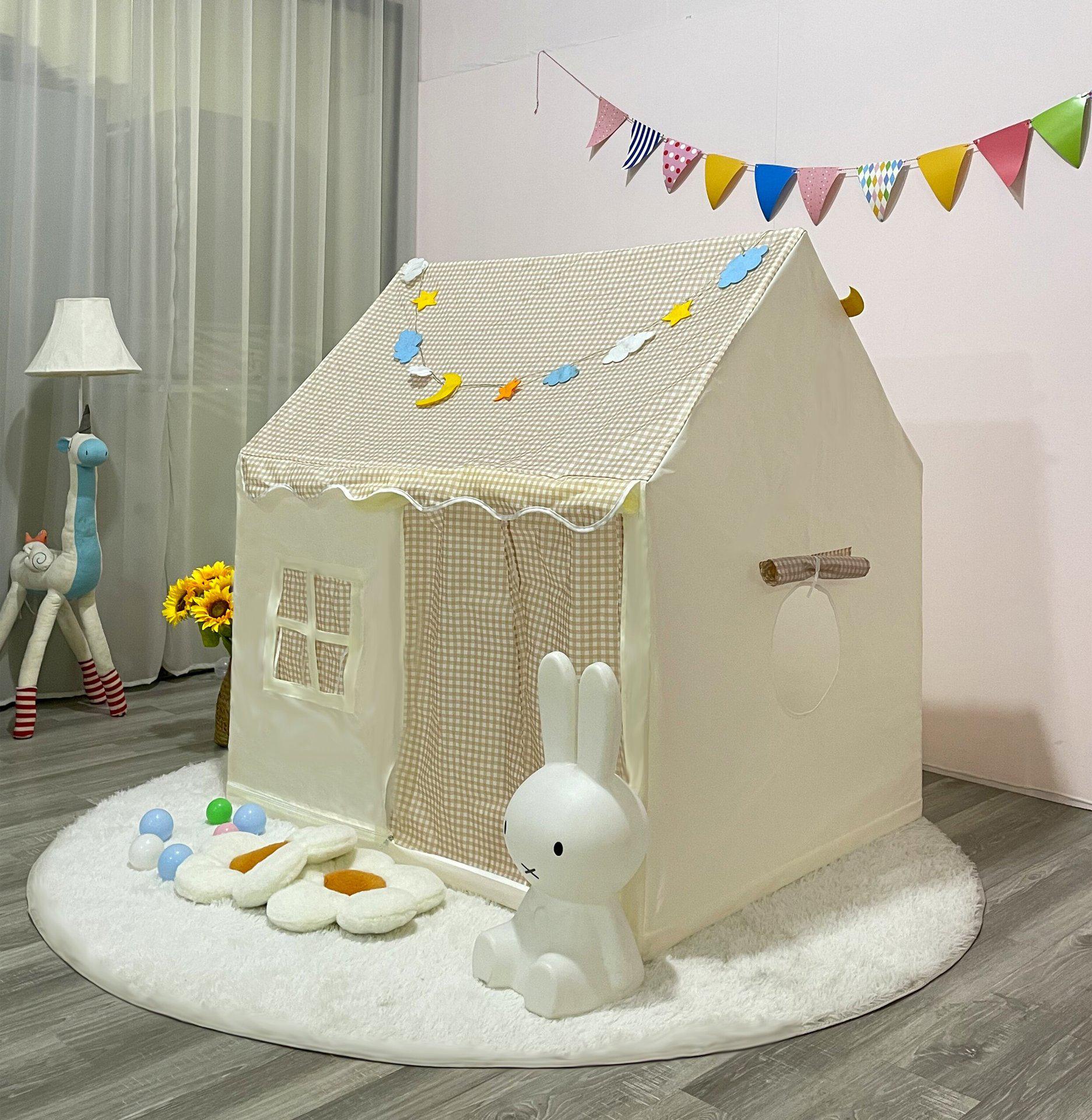 

Plaid Indoor Play Tent for Kids - Pretend Play House for Boys and Girls