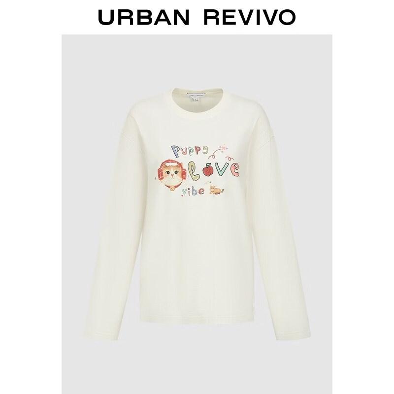 

UR 2026 Women s Playful Cat Letter Print Long Sleeve T-shirt S