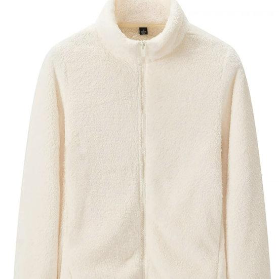 Jachetă pentru femei, toamnă iarnă, fleece, pufoasă, haină caldă de pluș pentru femei, cu închidere cu fermoar, pentru purtarea zilnică