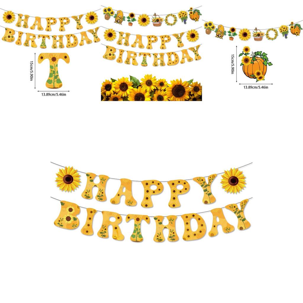 Sunflower Theme Letter Banner For Party Decor With Paper Material For Event Celebrations