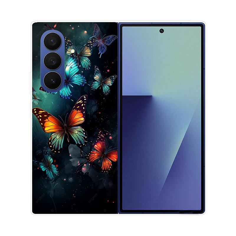 Luxury Transparent Hard PC Folding Phone Case For Samsung Galaxy Z Fold 7 6 5 4 ZFold 3 Fold7 Cases Fashion Painting Clear Cover