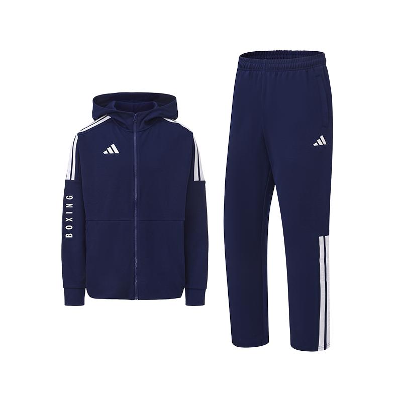 

Adidas Боксерская Худи-Куртка Классическая Ретро Прямые Штаны Спортивный Костюм из Двух Частей Повседневный Унисекс Синий CLTR02JBX-DBW+CLTR02PTK-DBW