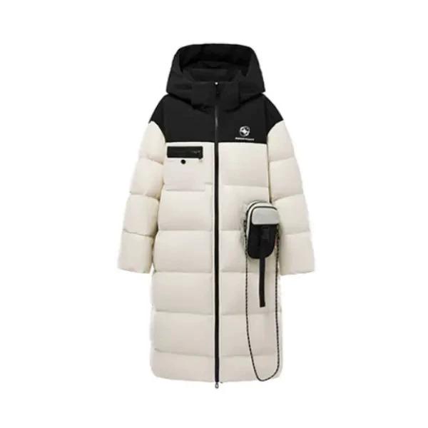 Bird home women's clothing label cutting autumn and winter new trend contrasting colors medium and long hooded down jacket with small bag C4479/G-31
