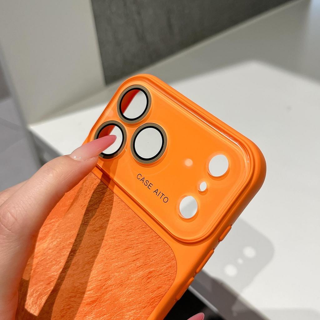 Handyhülle aus Chiffon mit Struktur für iPhone 14/15/16/17 Pro Max mit großem Sichtfenster