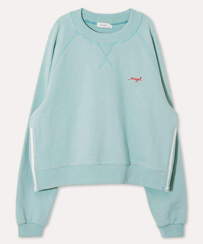 MAYOL Zipper Point Sweatshirt_Ice Blue