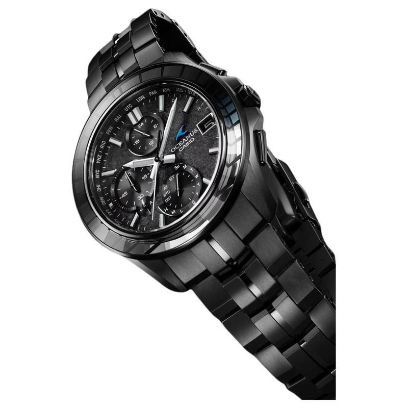 CASIO Manta S7000 series 100 meters waterproof solar Quartz titanium strap men's watch black dial OCW-S7000CN-1AJF
