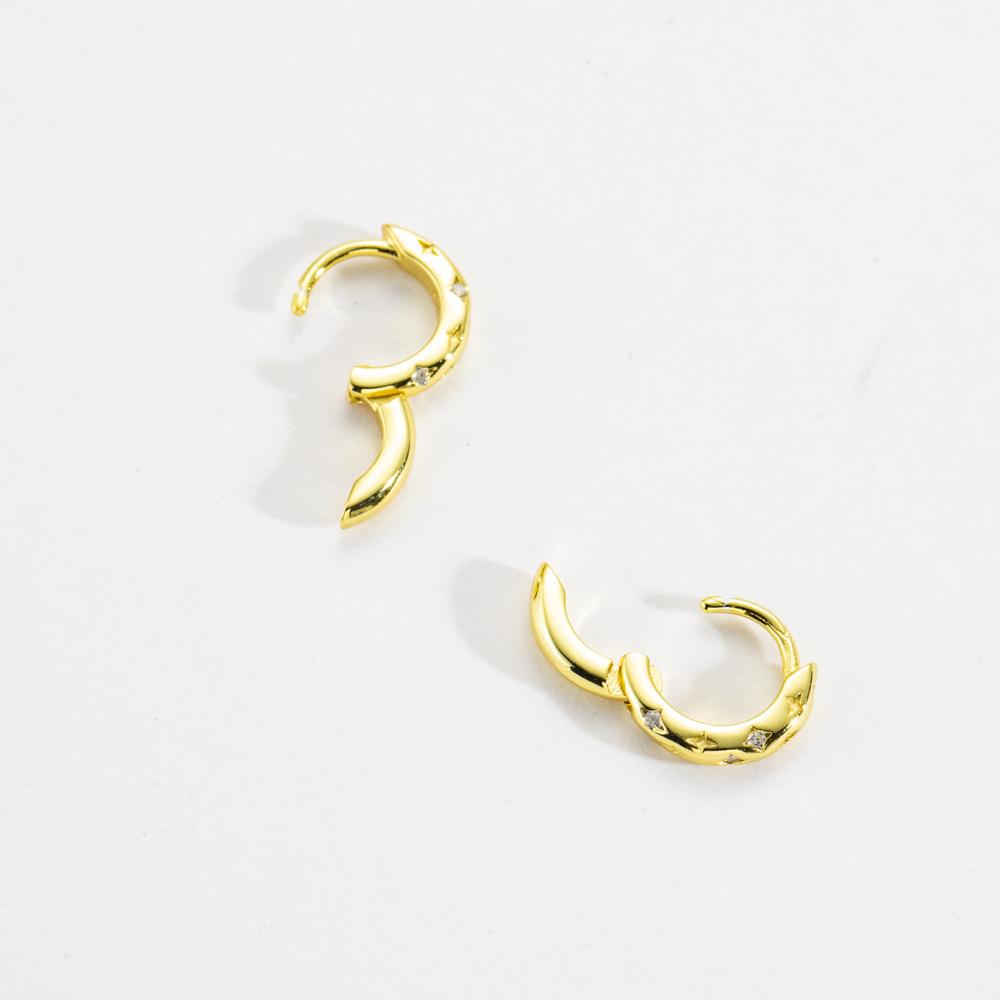 ANDYWEN 100% 925 Sterling Silver Gold 7mm Star CZ Hoops Women Hoops Rock Punk Fine Jewelry Valentiens Gift