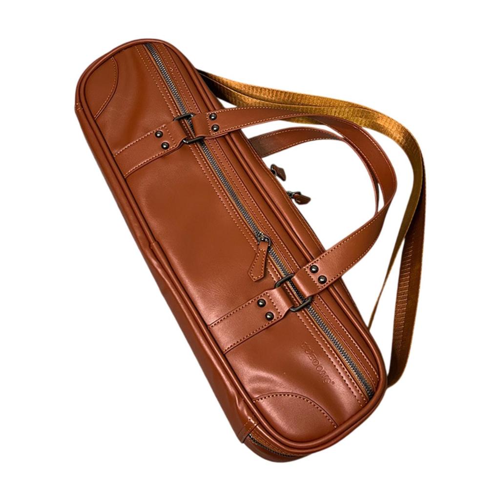 Flute Case Carrying Bag Flute Gig Bag PU Leather Canvas Orchestra Instrument Plush Lining Adjustable Strap for Travel Gifts