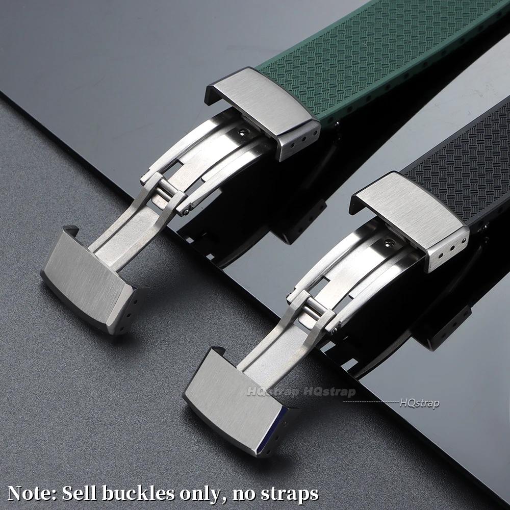 Stainless Steel Watch Buckle 16mm 18mm 20mm Double Click Butterfly Watch Clasp for Rubber Watch Strap Replacement Folding Buckle