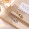 Fashion Minimalist Stainless Steel Jewelry 18k Gold Plated Waterproof Hollow Water Drop Shape Zircon Pendant Necklace YF6041