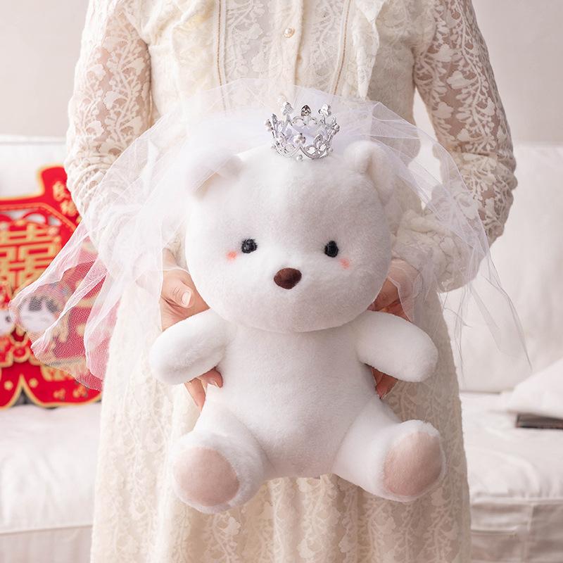 Newbies Bear Doll Dress Wedding Doll Plush Toys Pair of Ornaments Dolls Pressing Bed Wedding Gift