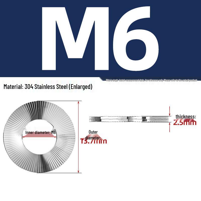 DIN25201 304 Stainless Steel Self-Locking Double Stack Washer, 65Mn Manganese Anti-Loosening, Double-Sided Tooth Layer.