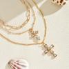 New Double-layer Cross Necklace Women's Simple Stacking Design Sense Diamond-set Temperament Versatile Pendant Collarbone Chain