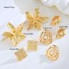 8pcs Set Exaggerated Irregular Earrings for Women Vintage Hollowed-out Leaves Flower Imitation Pearl Drop Earrings Boho Jewelry
