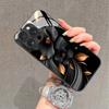 Black Flower Golden Leaf Pattern Tempered Glass Phone Case For iPhone 17 16 15 14 13 12 11 Pro Max 17Air 16E 7 8 Plus XS X Cover