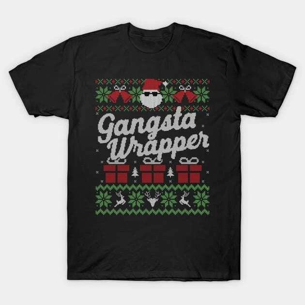 Ugly Christmas Sweater Gangsta Wrapper Santa Made in Australia T-Shirt 2XL