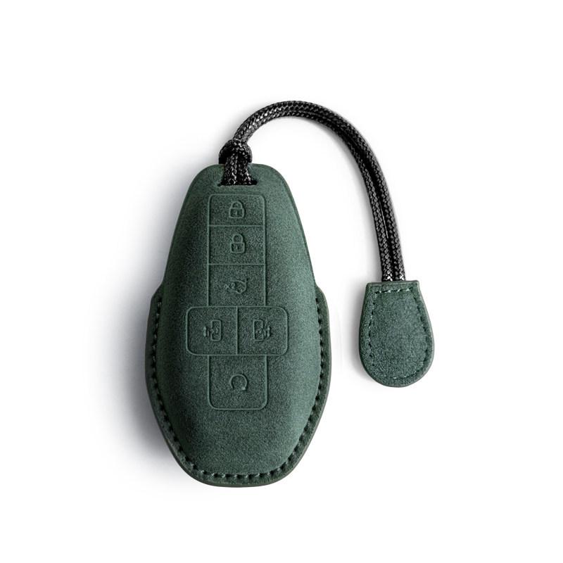 Suede Key Cover for 25 Denza D9: Protective Shell with Buckle, High-End Interior Accessory.