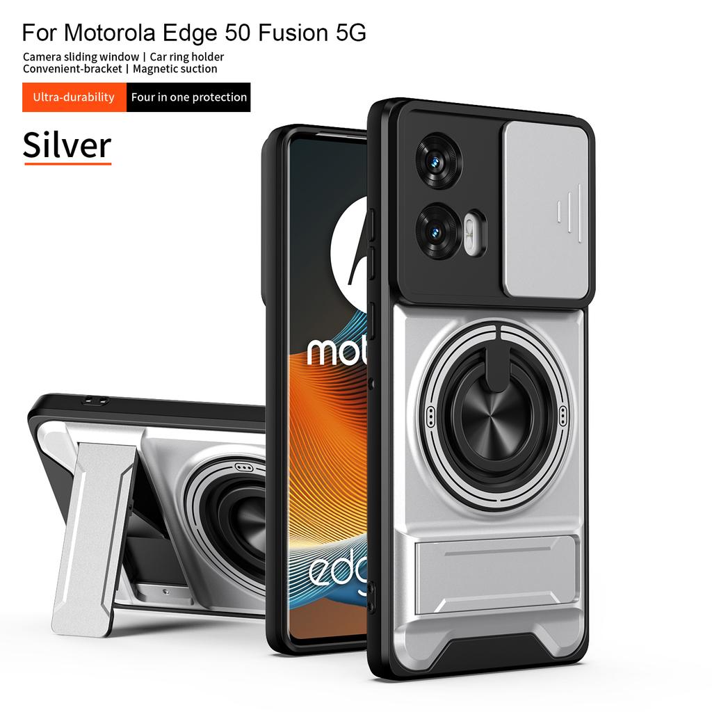 For Motorola Edge 50 Fusion Case Moto Edge 50 Fusion Cover Magsafe Magnetic Fold Holder Military Armor Camera Protection Cover