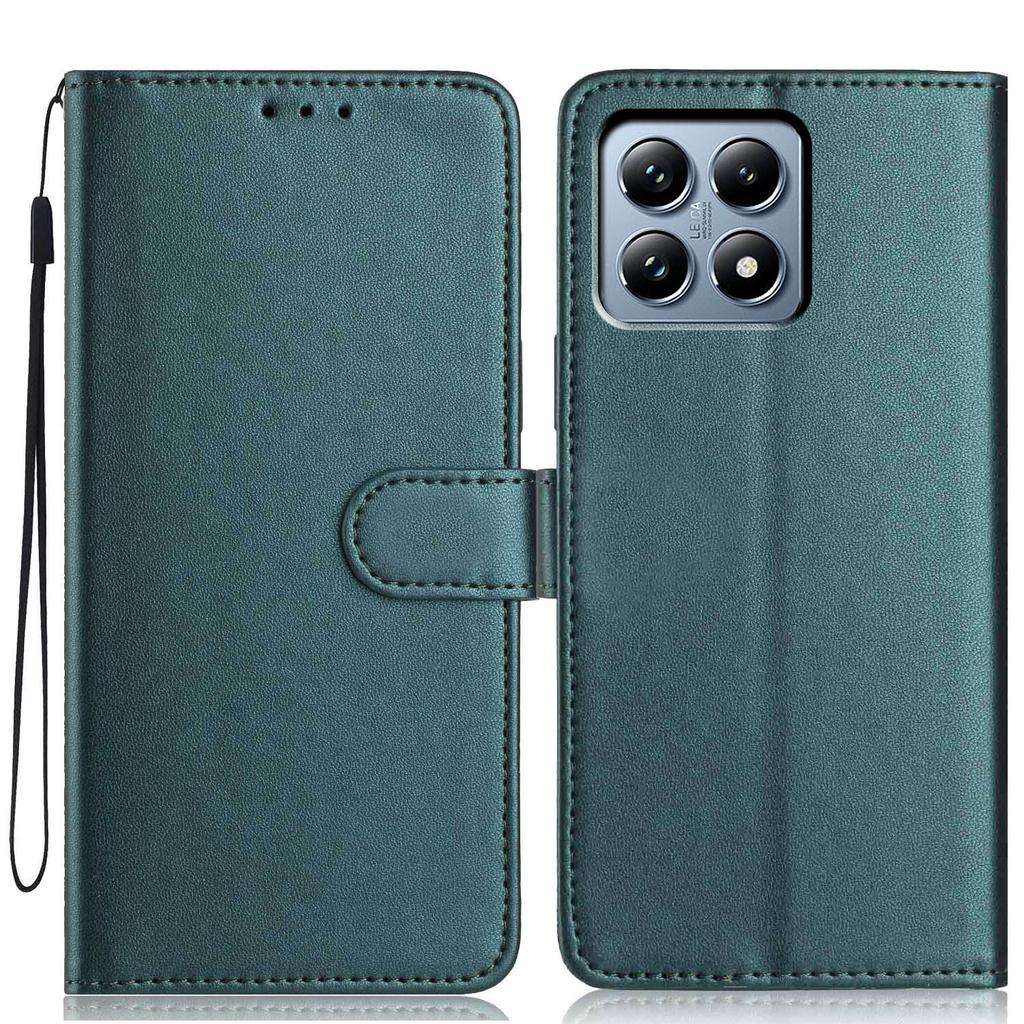 Etui portfelowe dla Xiaomi 15T z paskiem/wieloma przegródkami na karty, skórzane etui z podstawką, jednokolorowe