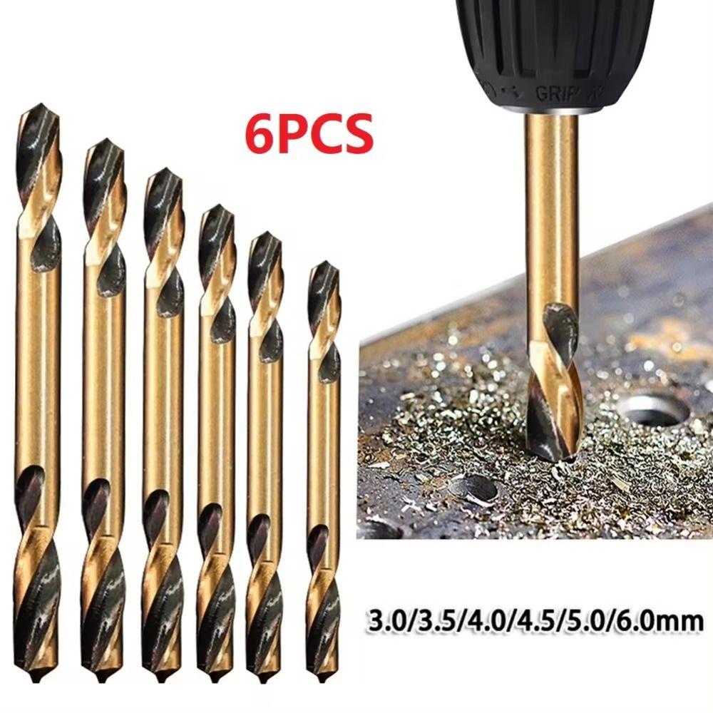 6Pcs Double-headed Double Ended Drill Bits Power Tool Hole Opener Portable Hole Drill Bit