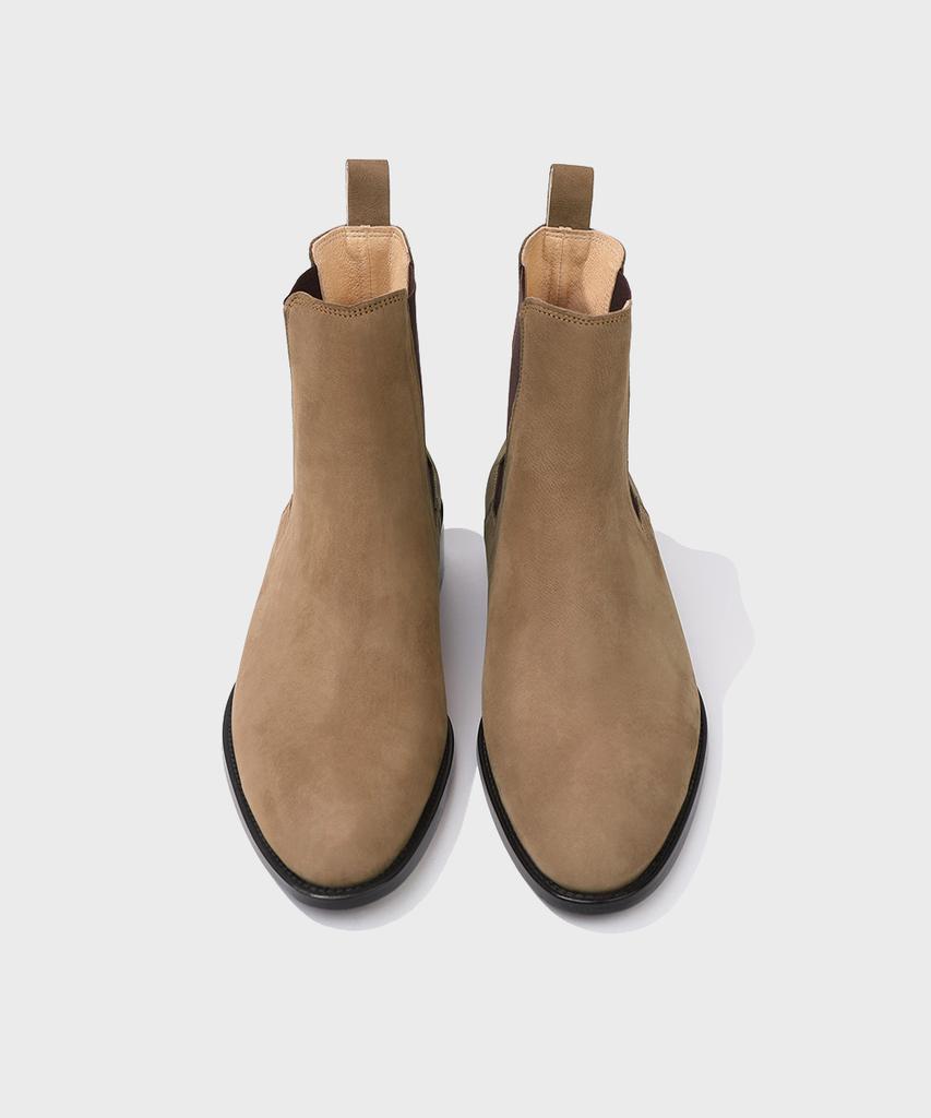 Firenze Atelier Rians_Slim Toe Square Banding Chelsea Boots 3338 [Beige Nubuck]