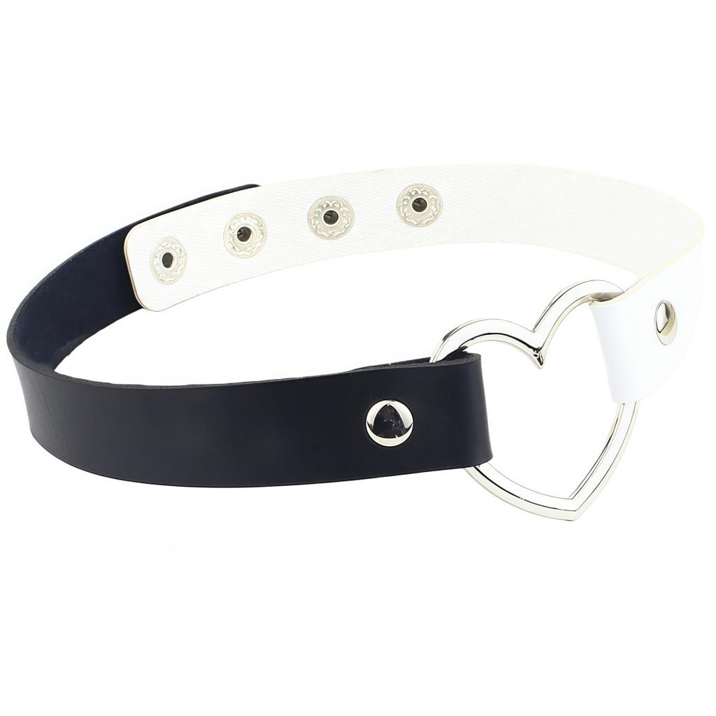 Eco-friendly PU Leather Four-buckle Harajuku Punk Style Love Collarbone Chain Peach Heart Collar Neck Strap Women's Necklace Choker Neck Chain