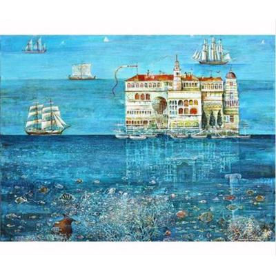 Pittura con Diamanti Punto Croce Trapano Rotondo Completo Riflesso nel mare Ricamo con Diamanti