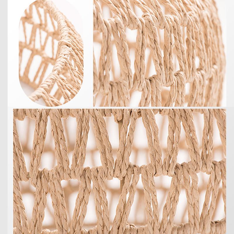 1 Stück Personalisierte Lampendekoration Rustikaler Japanischer Lampenschirm Handgewebter Eisenrahmen Lampenschirm Papierseil Gewebter Lampenschirm