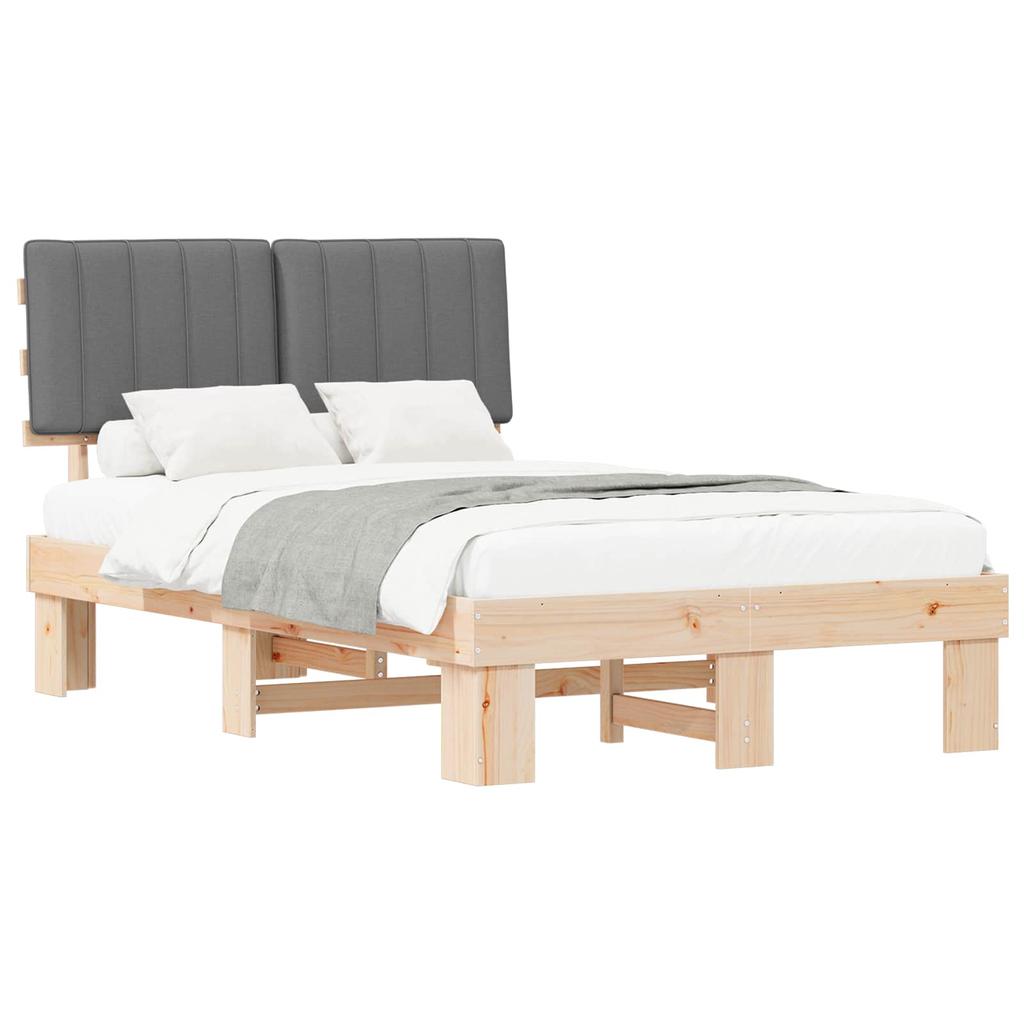 Bed Frame with Upholstered Headboard Light Grey 120 x 190 cm