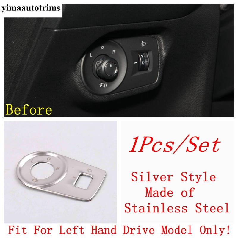 Car Head Lamp Light Switch Adjust Knob Panel Control Frame Cover Trim For MG 5 MG5    Silver Interior Accessories