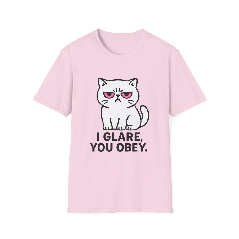 

Unisex Softstyle T-Shirt Judgy Cat Humor I Glare You Obey Funny Animal Tee 4XL